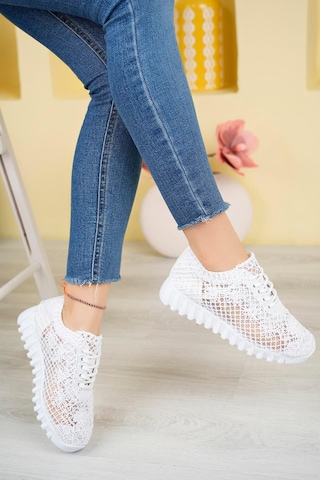 Aymood Örgü Desenli Sneakers C Beyaz Tekstil Beyaz