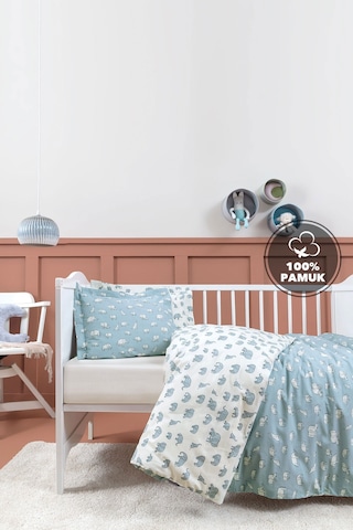 Yataş Mini Povey Bebek Ranforce %100 Pamuk Nevresim Takımı - Mavi