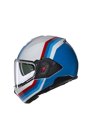 Nolan N120.1 Lineo Çenesi Arkaya Açılır Kask 347 Beyaz - Kırmızı - Mavi