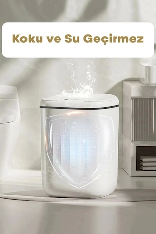Akıllı Teknolojik Sensörlü Çöp Kovası Işık Koku Geçirmez Mutfak Banyo Wc Ofis 20l Uv Çok Renkli