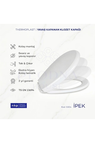 İpek Oval Klozet Kapağı Yavaş Kapanır / Soft Close Beyaz