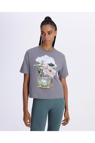 Kappa Authentic Alessi Kadın Antrasit Comfort Tişört