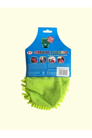 Mikrofiber Araç Temizlik Eldiveni Çift Taraflı Yıkama Araba Motor Jant İç Temizlik Eldiveni Yeşil
