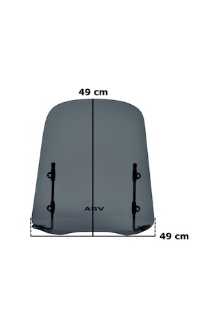 ABV Üniversal Füme Siperlik 49 x 49 CM + Bağlantı Ekipmanı (Motosiklet Camı)