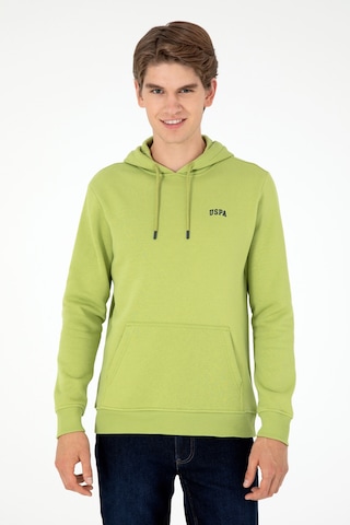 U.S. Polo Assn. Erkek Kapüşonlu Fıstık Yeşili Basic Şardonlu Sweatshirt 50295176-VR087