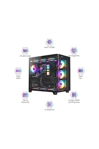 Dragos DRX7378 i7-13700k 32 GB 1 TB NVMe SSD 12 GB RTX5070 Free Dos Masaüstü Oyuncu Bilgisayarı