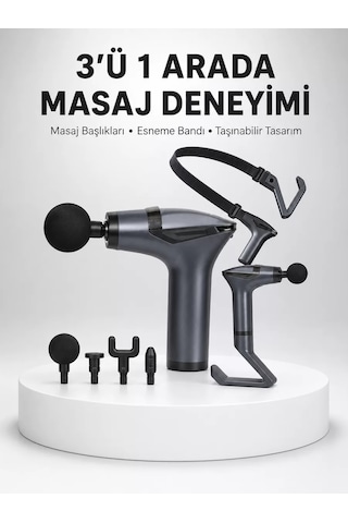 Titreşimli Şarjlı Masaj Aleti 3in1 Fonksiyonel Çok Amaçlı Model Yeni Nesil Gri