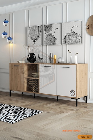 Tamamı Mdf Sinem 3 Kapaklı Çift Renkli Çok Amaçlı Konsol Salon