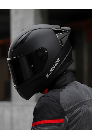 Ls2 Rapid Race Siyah Camlı Kapalı Motosiklet Kaskı Mat Siyah