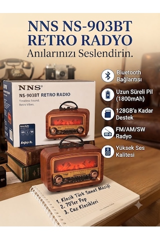 Şömine Alevi Efektli Usb / Tf Kart / Aux Girişi - Bluetooth Hoparlör 1800mah - Fm Radyo Nostaljik Radyo
