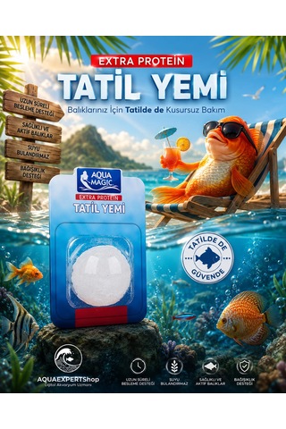 Balık Tatil Yemi - Büyük Boy - Ekstra Protein - Tekli - Tatilde Uzun Süreli Güvenli Besleme - Balıklar İçin Güvenli