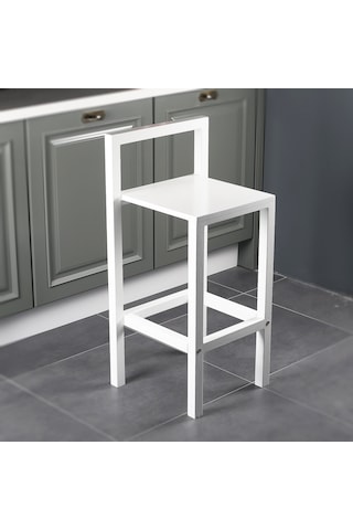 Diva Ahşap Bar Taburesi 68 cm Beyaz