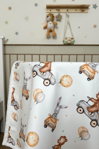 Fluffy Bebek Battaniyesi 80x100 Cm Ayıcık Desen Beyaz