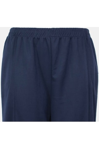 Kadın Beli Lastikli Önü Dikişli Cepli Dar Paça Mevsimlik Pantolon Lacivert