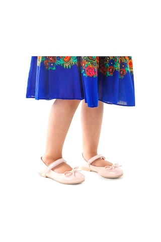 Kiko Kids Fiyonklu Cırtlı Kız Çocuk Babet Ayakkabı 201 Rugan Pudra 001