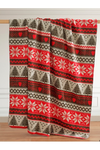 Vicuna Home Glow Pamuklu Yılbaşı Battaniyesi Çok Renkli 200 x 220