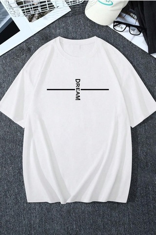 Flood Of Style Unisex Beyaz Dream Baskılı Oversize