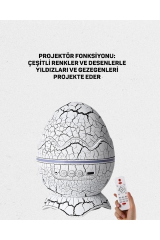 Dinozor Yumurtası Tasarımlı Gece Lambası Müzik Ve Işık Senkronizasyonlu Antrasit Melanj