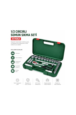 1/2 İnç 25 Parça Lokma Takımı Çantalı - 10