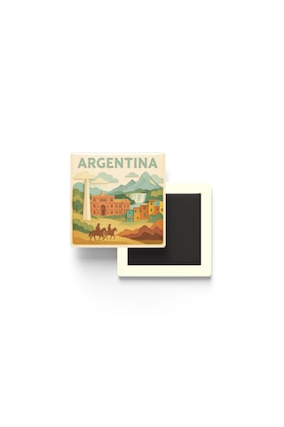 Arjantin - Argentina - Paper Cut Art - Baskılı Buzdolap Magneti Kare - 9x9 Cm