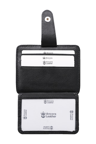 Ancora Leather Hakiki Deri Çıtçıtlı-para Bölmeli Kartlık Siyah-26209