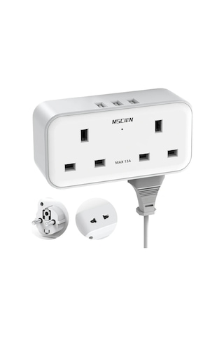 Honeybeeshop Yp10w Mscıen 3 Çıkışlı Avrupa Güç Adaptörü Aşırı Gerilim Korumalı 2 Usb Portlu Yangına Dayanıklı 250v 3250w Seyahat Ve Ofis Adaptörü