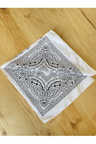 Pamuklu Klasik Desen Unisex 2li Bandana Seti Renkli Bandana Etnik Desenli A Kalite Bandana Beyaz