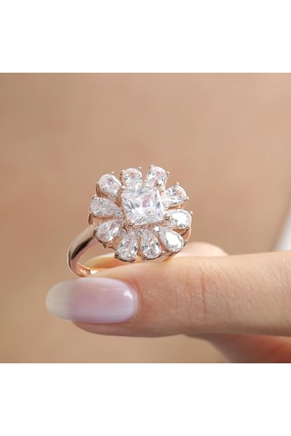 Mia Vento Effective Diamond Milano Rüyası Rose Renk Işıltılı Gümüş Yüzük