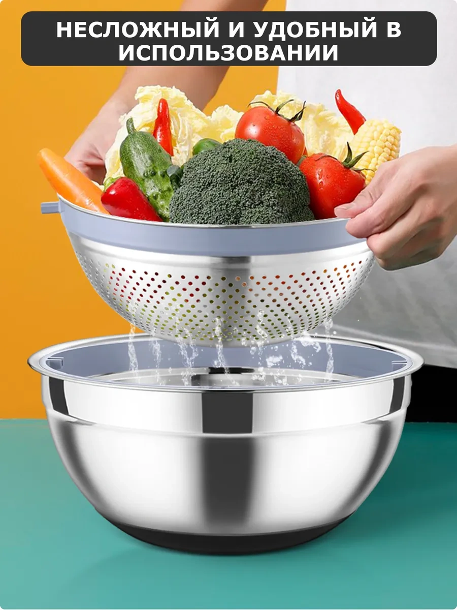 Teamfar Paslanmaz Çelikten Yapılmış Süzgeç Ve Rende İle Mutfak Kaseleri Seti 303772979