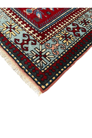 El Dokuma Sıfır Yörük Halısı Seccade 93x135 Turkuaz Yün Namazlık