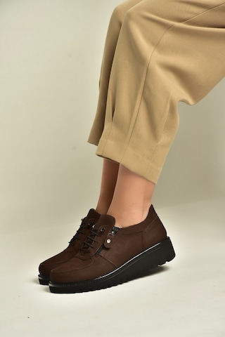 Fox Shoes U555040401 Kahverengi Hakiki Deri Nubuk Kadın Ayakkabı