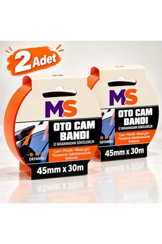 2 Adet Araba Araç Dayanıklı Oto Cam Bandı 45 Mm X 30 Metre Sabitleme Tamir İz Bırakmaz Güçlü Bantı 45x30 M