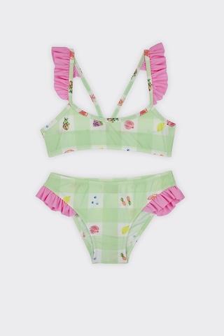 Panço Kız Çocuk Meyve Desenli Bikini Yeşil 2412GK42009