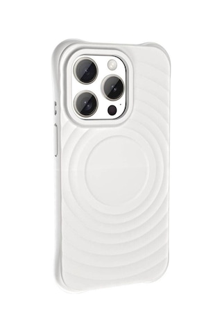 Apple Uyumlu iPhone 15 Pro Max M-safe Şarj Özellikli Airbagli Mat Görünümlü Zore Hepi Kapak Beyaz