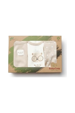 Bebek 3'lü Kısa Kol Body, %100 Organik Pamuk, Bebek Ve Yenidoğan Serisi -csy8121 Ekru