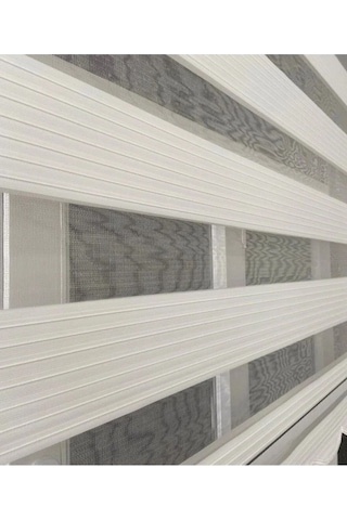 Pliseli Beyaz Stor Zebra Perde Düz Eteksiz Alüminyum Kasa Beyaz