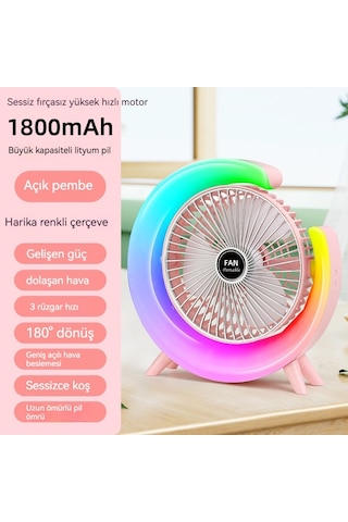 Usb Masaüstü Fanı Şarj Edilebilir Döngü Yüksek Rüzgar Fanı 000-açık Pembe