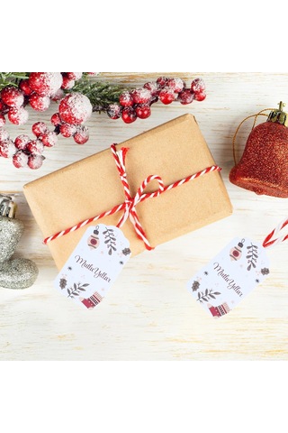 Yılbaşı Mutlu Yıllar Yazılı Hediye Etiketi, Çorap Temalı Paketlem