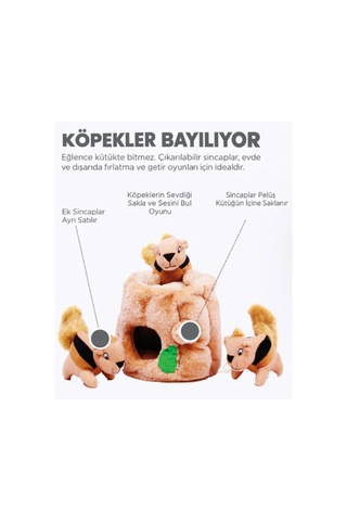 Outward Hound Hide A Squirrel Sincap Yuvası Peluş Köpek Zeka Oyuncağı Small