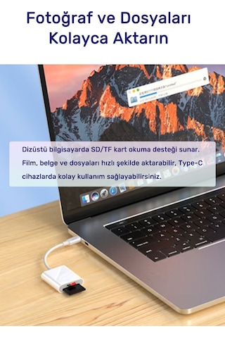 Type-c Sd Tf Microsd Kart Okuyucu, Otg Destekli Hafıza Kart Adaptörü, Telefon Tablet Bilgisayar Kamera Uyumlu, Fotoğraf Video Belge Aktarımı, Kompakt Tak Çalıştır D507