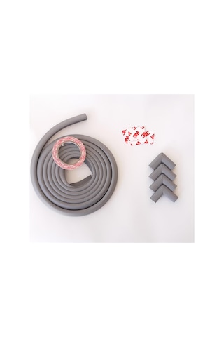 Laynbebe- Slim (İnce) Kauçuk Kenar + Köşe Koruyucu Set Gri Çok Renkli