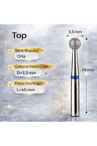 Vladmiva Elmas Freze Başlık Top Orta Sertlik Mavi 0.33 MM Adet