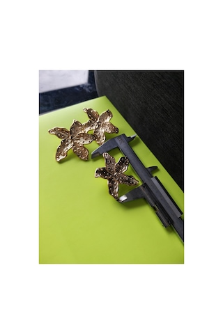 Ekstra Büyük Çiçek Parlak Gold Metal Düğme 3 Adet 5.5 Mm