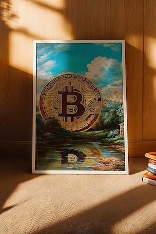 Bitcoin Gold Kripto Para Çerçeveli Tablo Modern Finans Sanatı Modifiye Sanat