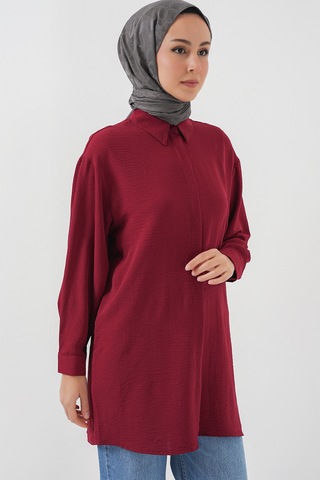 Bigdart Kadın Uzun Gömlek Tunik 5945 - Bordo