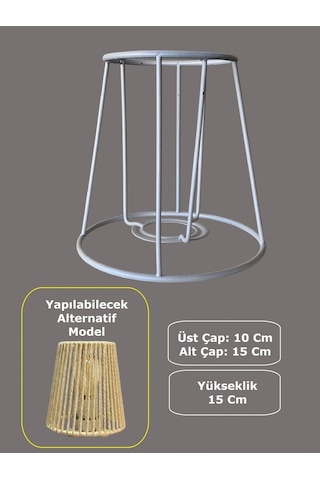 Konik Mini Abajur Teli Ve Aplik Teli, İskeleti Beyaz Statik Boyalı E27 15 Cm Metal