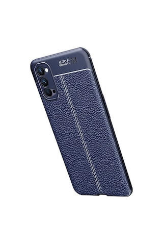 Oppo Reno 4 Kilif Tam Korumali Deri Görünümlü Silikon Kapak 463562317