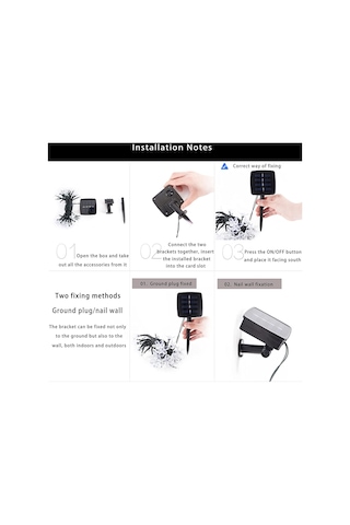 Çiçek Desenli Güneş Enerjili Bahçe Aydınlatma 50 Led Beyaz Işık