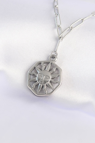 316l Çelik Zincir Gümüş Renk Güneş Kolye Renkli