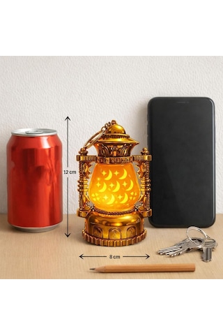 12 Cm X 8 Cm Pille Çalışan Hilal Ay Ve Yıldız Desenli Altın Renkli Lamba Led Sarı Işık,ramazan Ve Akşam Dekor İçin Mükemmel Seçim Ck-2 3 Adet - Sarı